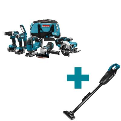 Makita DLX6082T Comboset 18v Li-ion met 3x 5.0Ah accu's - voor (klop)boren, (slag)schroeven, zagen en slijpen - DLX6082T