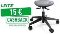 Leitz Ergo actieve Zitkruk met comfortzitting, met wieltjes, zwart - thumbnail