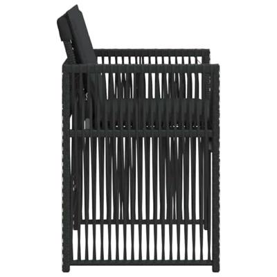 Tuinstoelen 4 st met kussens poly rattan zwart - thumbnail