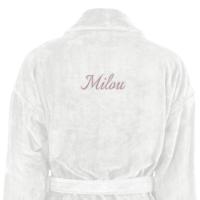 Dames badjas borduren - Wit - S/M - thumbnail