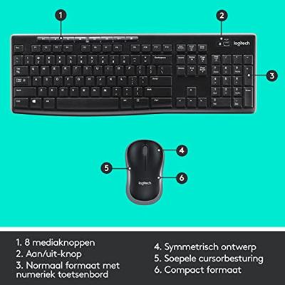 Logitech MK270 Draadloos Toetsenbord en Muis QWERTY Toetsenbord Zwart - thumbnail