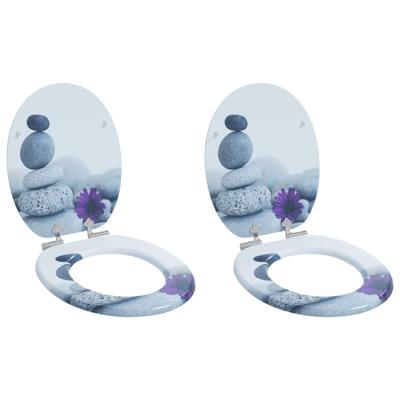 Zachte sluit toiletbril 2 pcs Grijs 44 x 38 cm MDF-plaat