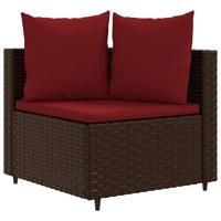 5-delige Loungeset met kussens poly rattan bruin - thumbnail