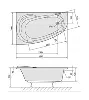 Ligbad Polysan Viva 170x75x60 cm Asymmetrisch Rechts Wit Polysan - thumbnail