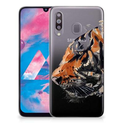 Hoesje maken Samsung Galaxy M30 Watercolor Tiger Hoesje maken Samsung Galaxy M30 Watercolor Tiger