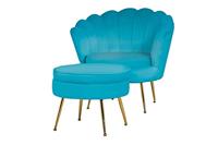 Artistiq Poef 'Andres' Velvet, kleur blauw - thumbnail