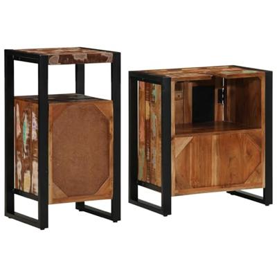 Badkamermeubelset met plank 2 pcs Bruin massief gerecycled hout