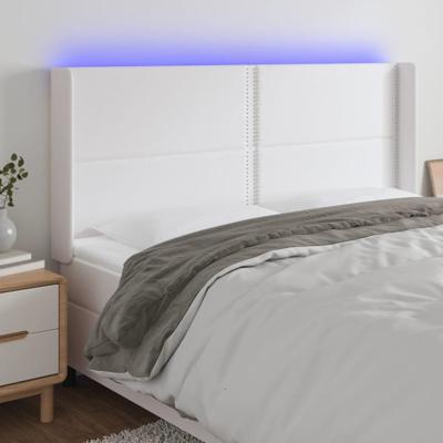 Hoofdbord LED 163x16x118/128 cm kunstleer wit - thumbnail