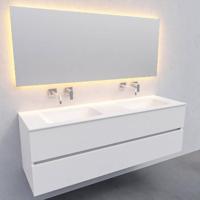 Badkamermeubel Solid Surface AQS Oslo 150x46 cm Dubbel Mat Wit Boss & Wessing - thumbnail