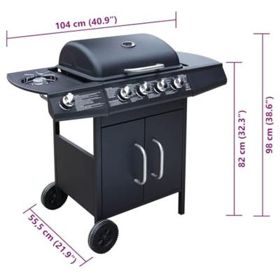 VidaXL Gasbarbecue 4+1 kookzone zwart