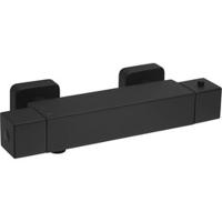 Saqu Cubo douche thermostaatkraan mat zwart - thumbnail