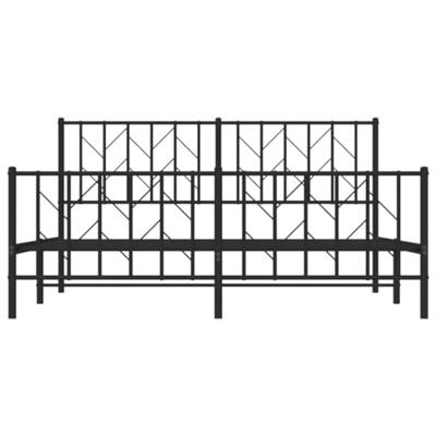 Bedframe met voetbord zonder matras metaal zwart 160x200 cm Bedframe met voetbord zonder matras metaal zwart 160x200 cm