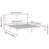 Bedframe extra lang zonder matras massief hout wit 200x220 cm - thumbnail