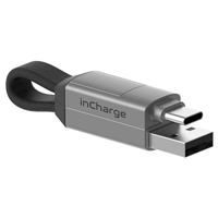 inCharge 6 Korte oplaadkabel voor o.a. iPhone Lightning kabel usb c - 6 in één all you need - Kabel voor iPhone, Samsung, Huawei - Donkergrijs - thumbnail