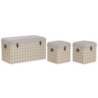 Kofferset Home ESPRIT Zwart Beige Polyester Hout Scandi 80 x 40 x 44 cm (3 Stuks) - thumbnail