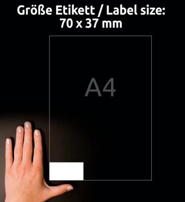Avery-Zweckform 3474-200 Universele etiketten 70 x 37 mm Papier Wit 5280 stuk(s) Permanent hechtend Laser (kleur)