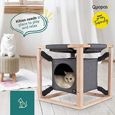 Quapas! kattenbed met hangmat catcube m 54x54x54 cm grijs Quapas! kattenbed met hangmat catcube m 54x54x54 cm grijs