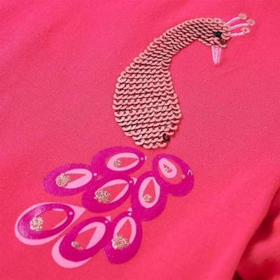 Kindershirt met lange mouwen pauw 140 felroze