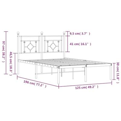 Bedframe met hoofdbord metaal wit 120x190 cm