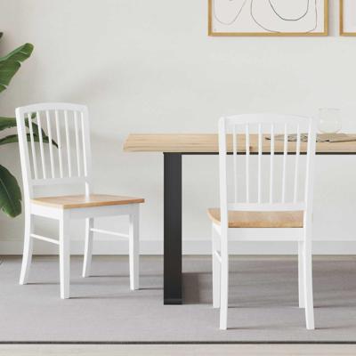 Eettafelstoelen 2 pcs Wit 50 x 52,5 x 91 cm Massief Rubberhout