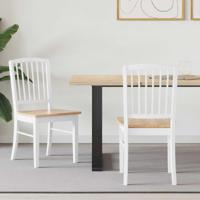 Eettafelstoelen 2 pcs Wit 50 x 52,5 x 91 cm Massief Rubberhout - thumbnail
