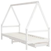 Kinderbedframe met lades 80x200 cm massief grenenhout wit - thumbnail