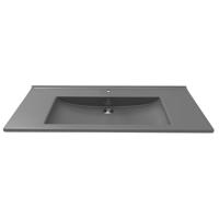 Wastafel Boss & Wessing 1 Kraangat 45x100 cm Rechthoek Keramiek Antraciet Boss & Wessing - thumbnail