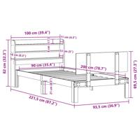 Bedframe met hoofdeinde zonder matras 90x200 cm wit - thumbnail