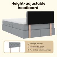 Opbergbed met LED met matras Lichtgrijs 120 x 190 cm Stof - thumbnail