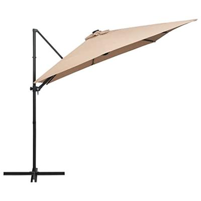 VidaXL Zweefparasol met led en stalen paal 250x250 cm taupe