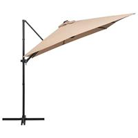 VidaXL Zweefparasol met led en stalen paal 250x250 cm taupe - thumbnail
