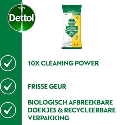 Dettol Dettol Reinigingsdoekjes Power & Fresh Citrus 80 stuks Dettol Dettol Reinigingsdoekjes Power & Fresh Citrus 80 stuks