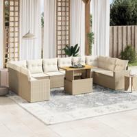 11-delige Tuinset met kussens poly rattan beige - thumbnail