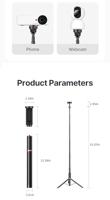 Ulanzi Verstelbare 1,8 m aluminium statief, 360º draaibare montagestandaard voor verlichting, webcams, camera's, GoPro, Insta360 Link One X2 X3 - thumbnail
