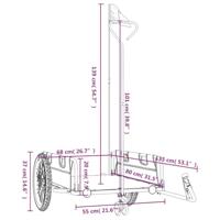 Fietstrailer oxford stof en ijzer grijs en zwart - thumbnail