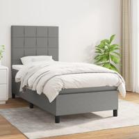 Boxspring met matras stof donkergrijs 90x200 cm - thumbnail