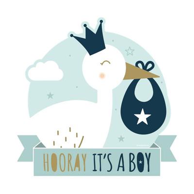 Huldeschild Hooray It's a Boy (50x50cm)