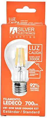 Sferische Ledlamp Silver Electronics 1980627 E27 6W 3000K A++ (Warm Licht)