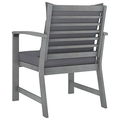 Tuinstoelen 2 st met donkergrijze kussens massief acaciahout - thumbnail