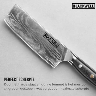 Blackwell Messenset (Koksmes + Groentemes / Nakirimes) - Japanse stijl - 67 lagen damaststaal - VG10 - 2-delig - thumbnail