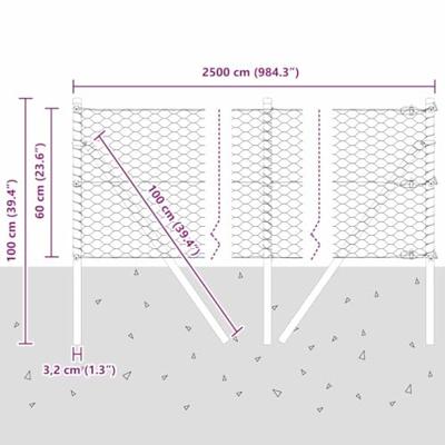 VidaXL Afrasteringspaal zilver 25 x 0,6 m (36 mm gaas) staal