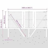 VidaXL Afrasteringspaal zilver 25 x 0,6 m (36 mm gaas) staal - thumbnail