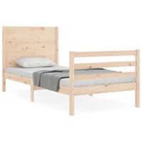 Bedframe met hoofdbord massief hout 90x200 cm - thumbnail