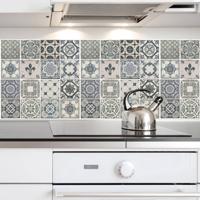 Walplus muursticker Vintage 54 x 54 cm 4 stuks blauw - thumbnail