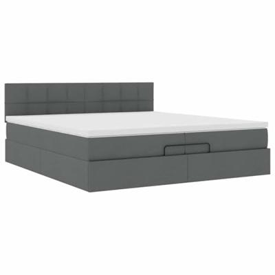 Ottoman bed met matras 200x200 cm stof donkergrijs