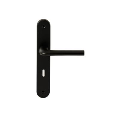 Hardbrass Deurkruk Samos op ovaal langschild sleutelgat 72mm - zwart