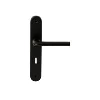 Hardbrass Deurkruk Samos op ovaal langschild sleutelgat 72mm - zwart - thumbnail