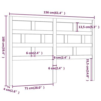 Hoofdbord 156x4x100 cm massief grenenhout grijs - thumbnail