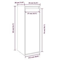 Wandkast 30x30x80 cm massief grenenhout grijs - thumbnail