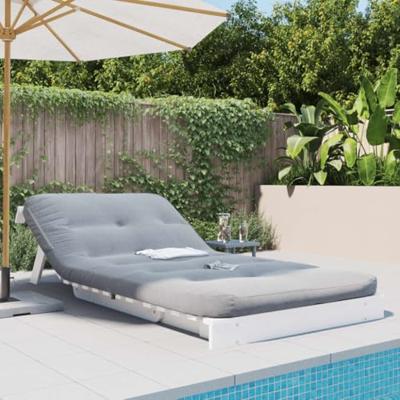 Futon slaapbank met matras 100x206x11 cm massief grenenhout wit